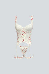 U Love Me Bustier Set Heart White