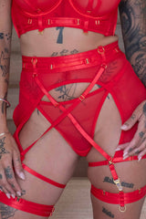 Vivian Mesh Garter Suspender Red
