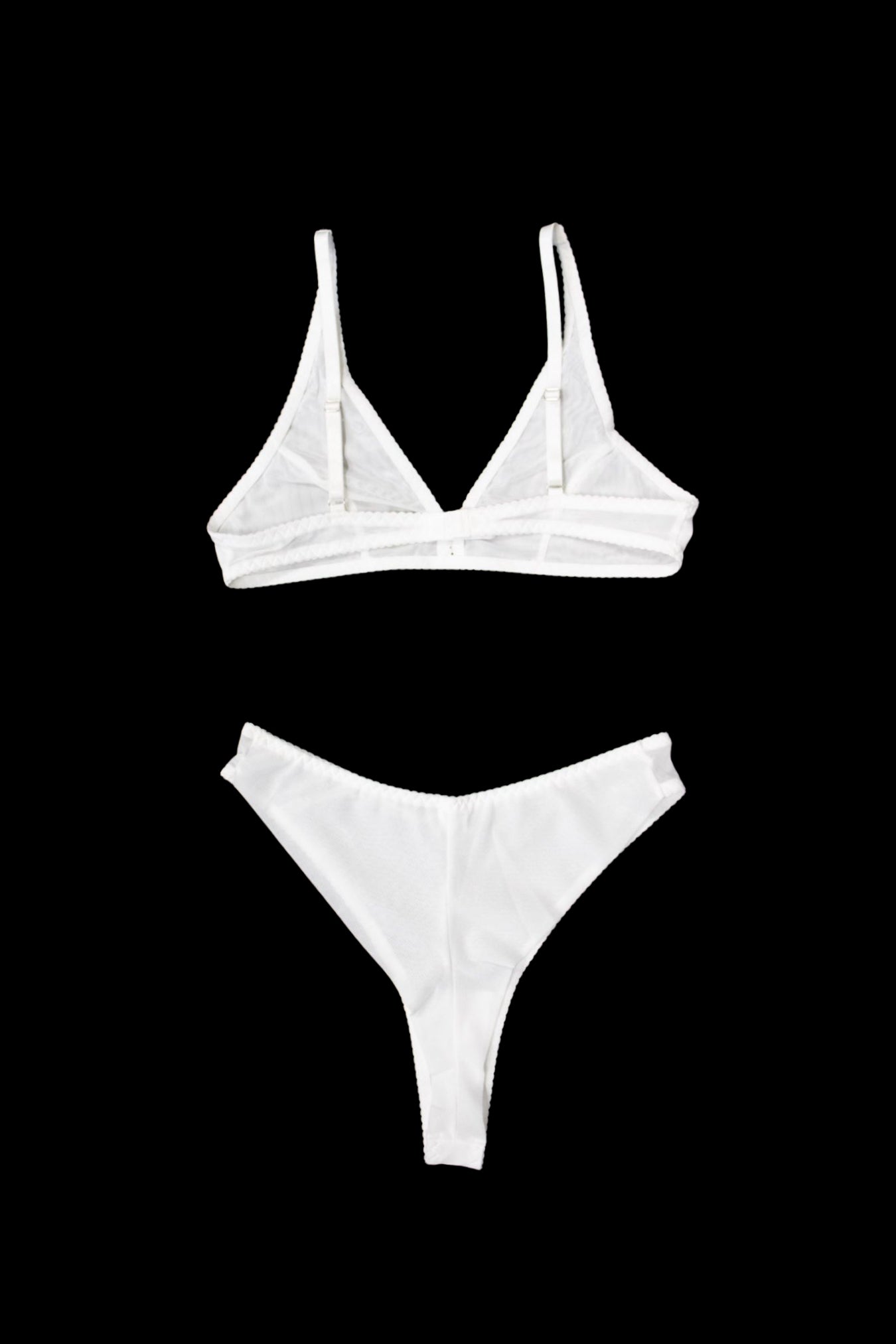 Mesh Triangle Bralette & High-Cut G-String Set White – Size S | Archive Sample Secondary image