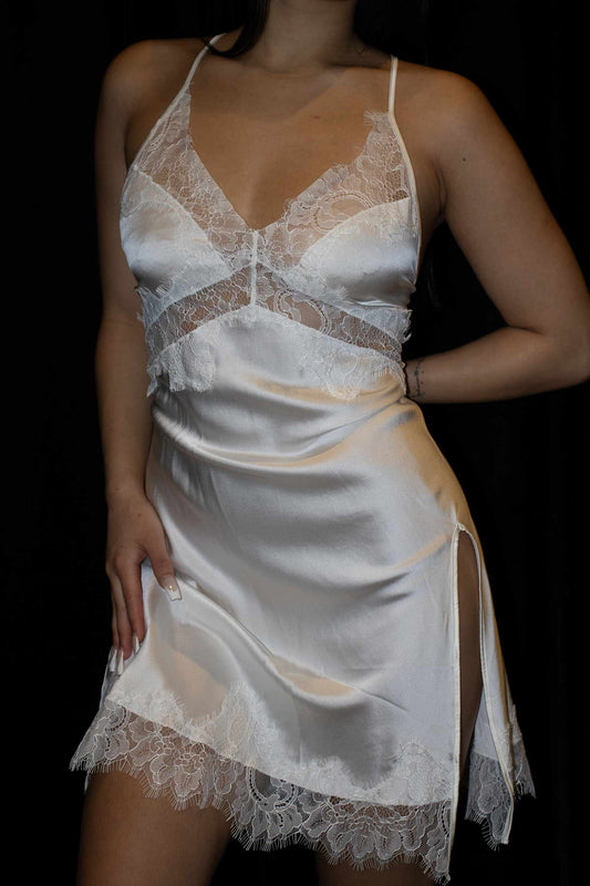 White Silk & Lace Slip