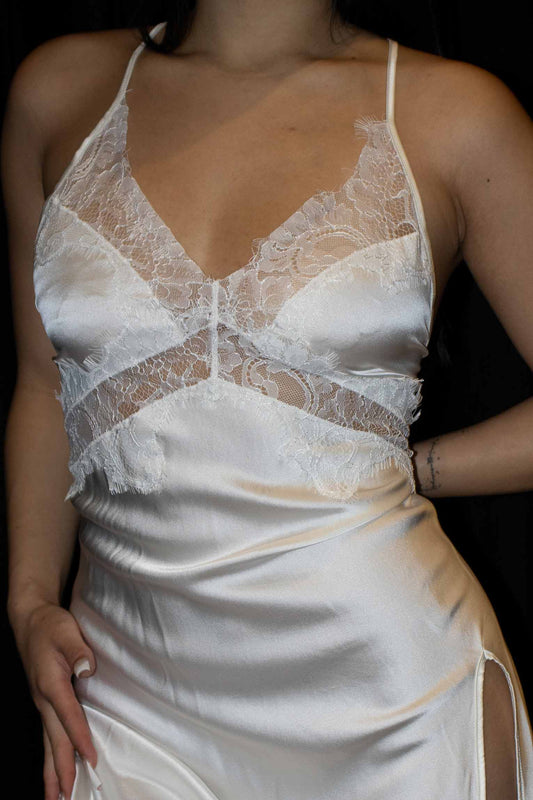 White Silk & Lace Slip