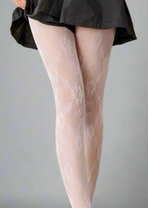 Pantyhose Lace Print White