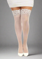 Stay Up Curve Lace Top Sheer Stockings White