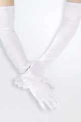 Gloves Elbow Length Satin White