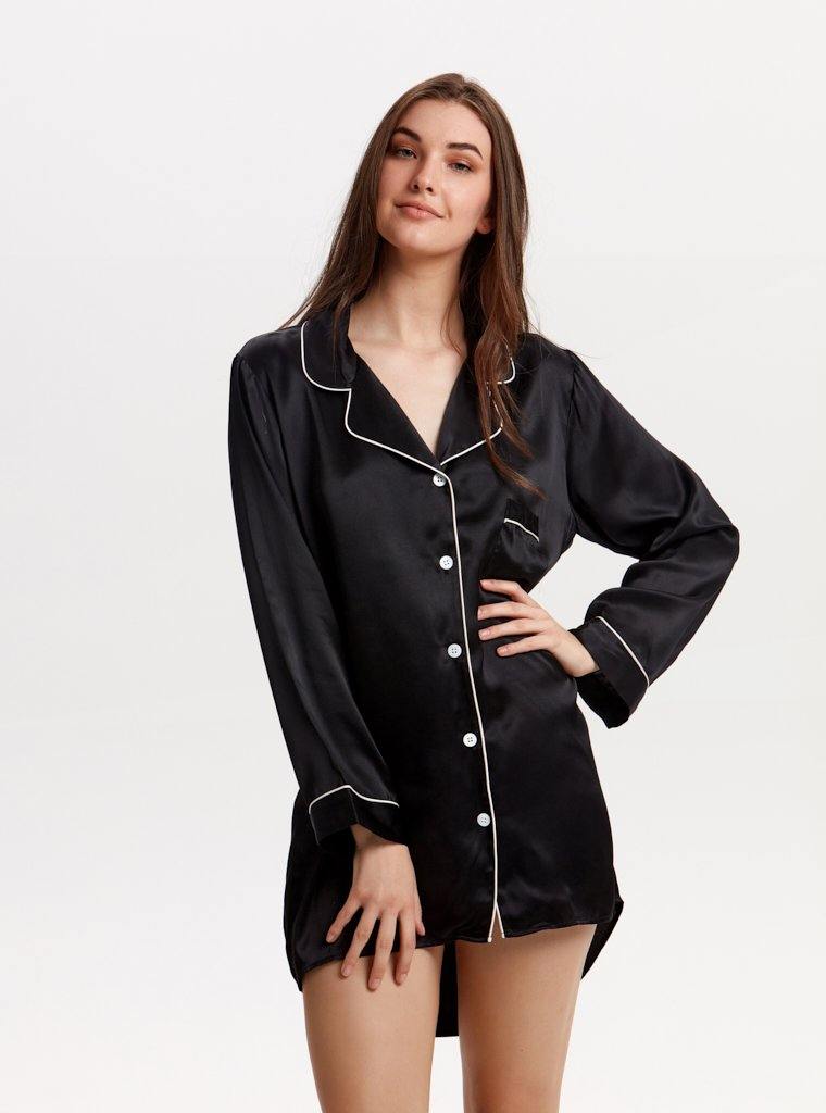 Silk Sleep Shirt Sample Black Secondary image