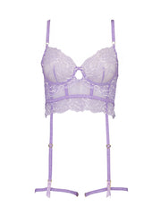Lights On Bra Bustier with Suspenders Lilac Haze